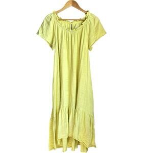 MAEVE ANTHROPOLOGIE Selah Drop Waist Tiered Ruffle Midi Oversized Dress S Yellow
